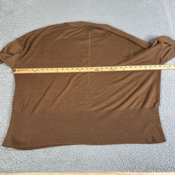 Free People Sweater Women Medium Brown Acrylic Cotton Blend Oversized Ribbed - Picture 9 of 11